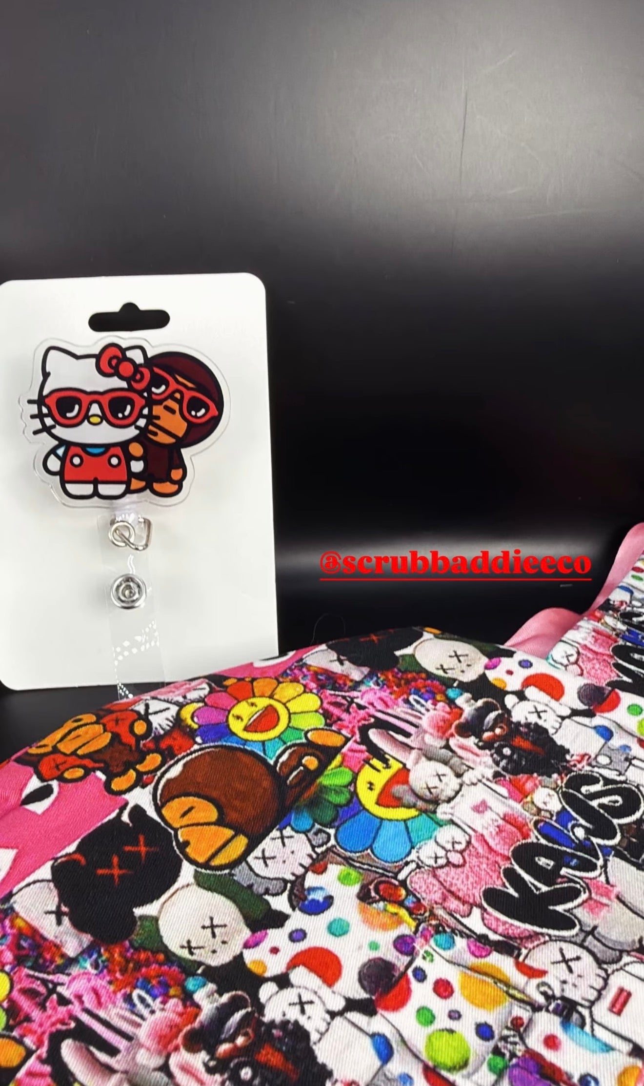Kaws & Friends Scrub Cap & Badge Reel